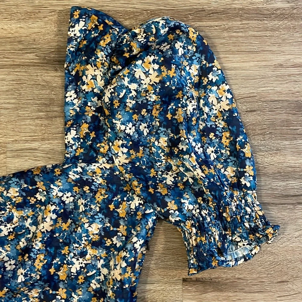 NWOT NSR Cami Sweetheart Neck Puff Sleeve Floral Print Mini Dress - Picture 4 of 10